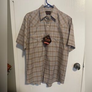 Plains Western Wear Pearl Snap Shirt Short Sleeve Mens Medium plaid New